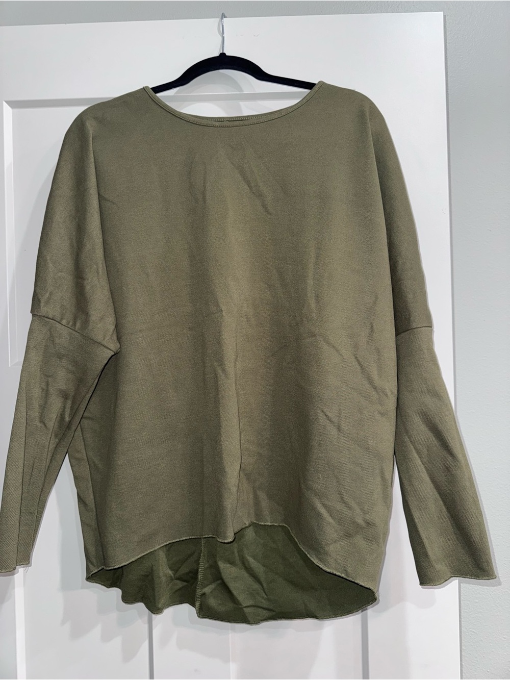 Relaxed Olive Green Scoop-Neck Women's Sweater